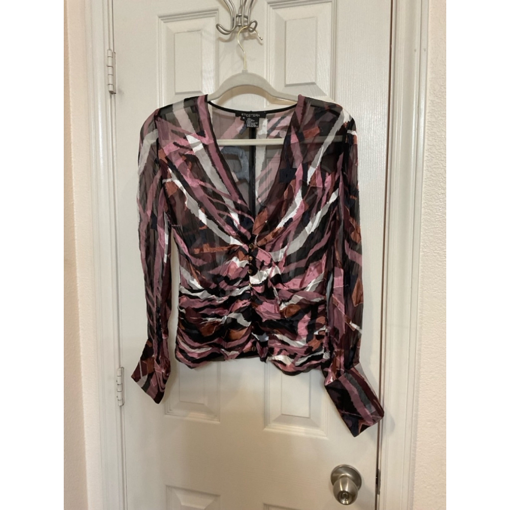 Women's ETCETERA Sheer Silk Blend Blouse, Size 4,